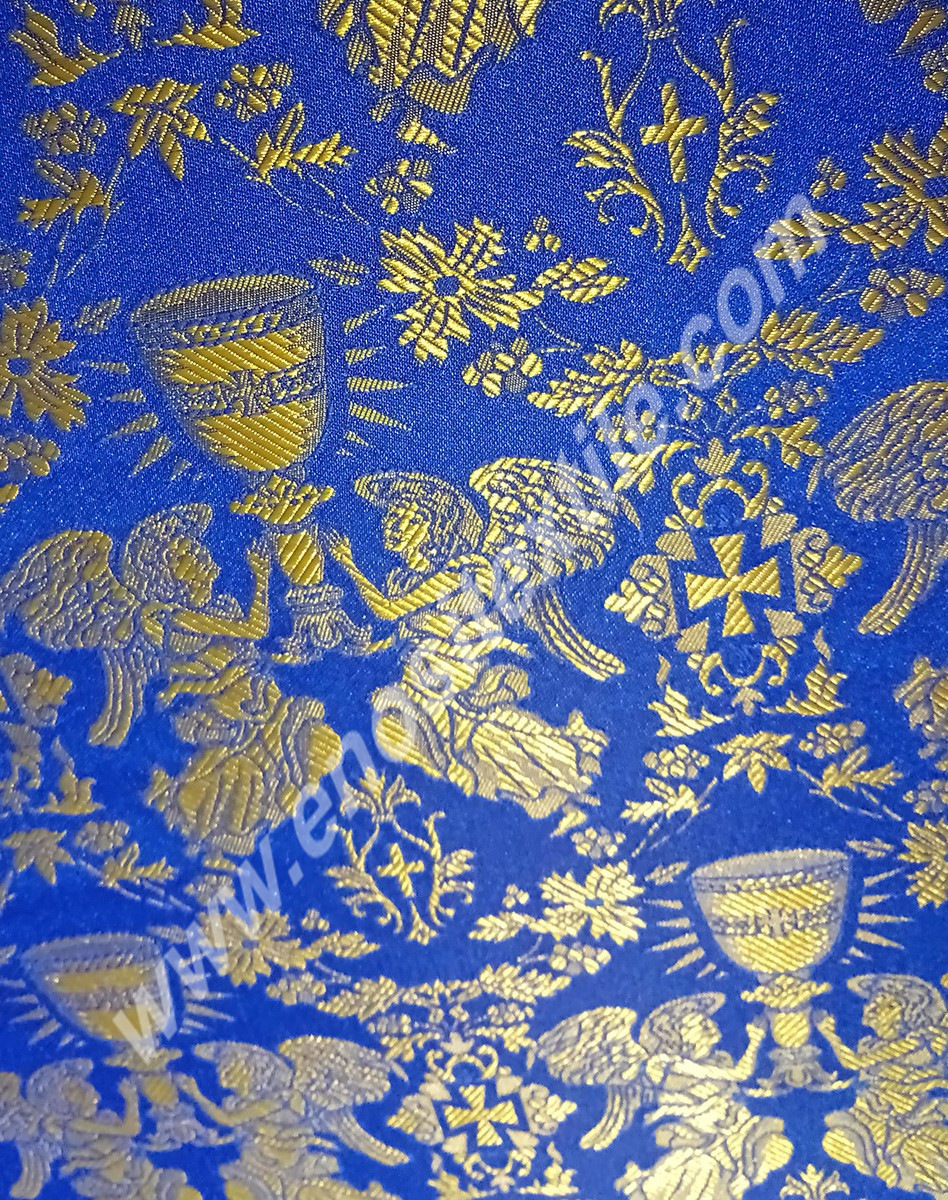 KL-015 Blue-Gold Brocade Fabrics